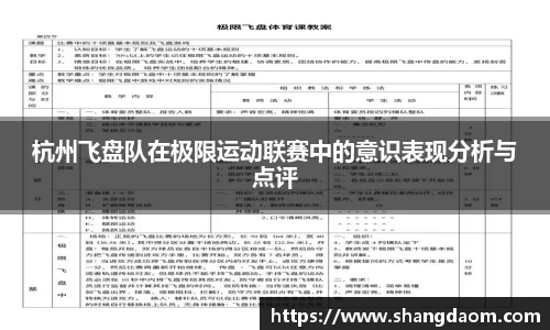 杭州飞盘队在极限运动联赛中的意识表现分析与点评