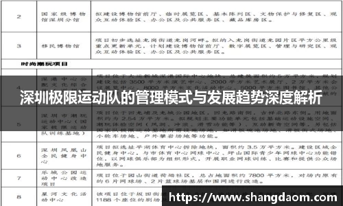 深圳极限运动队的管理模式与发展趋势深度解析